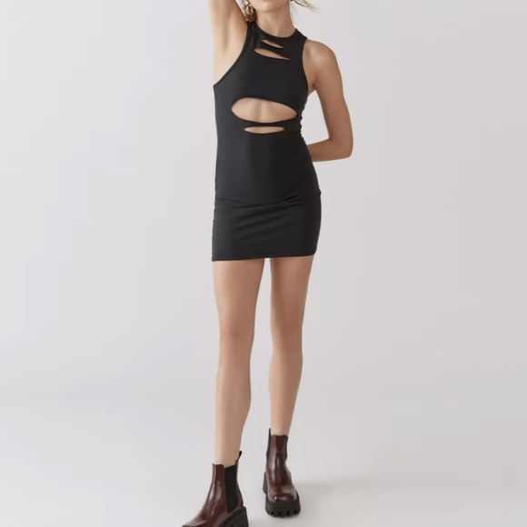 Urban Outfitters Slashed Mini Dress Black Large - Picture 5 of 12